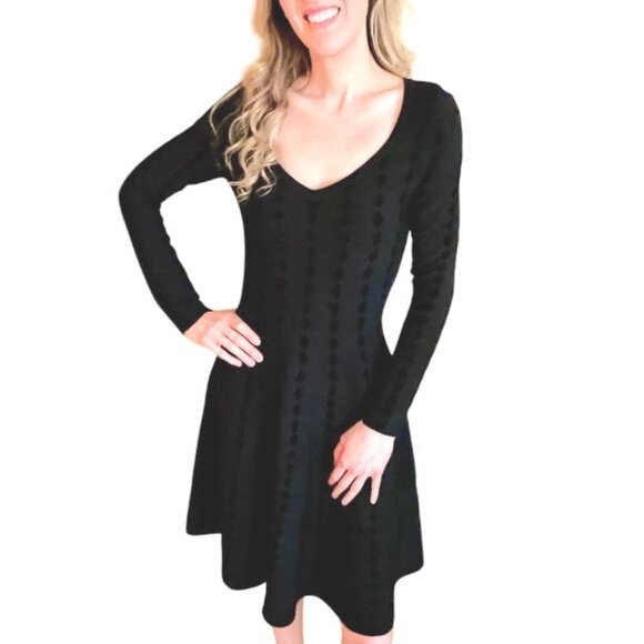 NWT Maje Sweater Dress Fit & Flare Black A-Line Long-Sleeve, Small - Picture 1 of 5